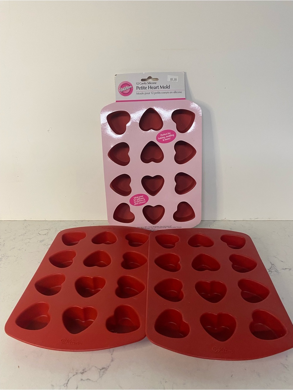 Wilton Red Silicone Heart Candy & Baking Mold Set of 3